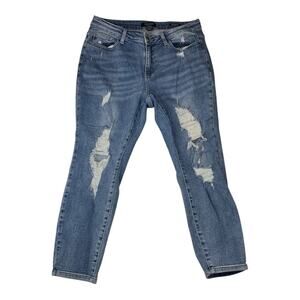 Judy Blue women's size 16 W relaxed fit distressed denim jeans